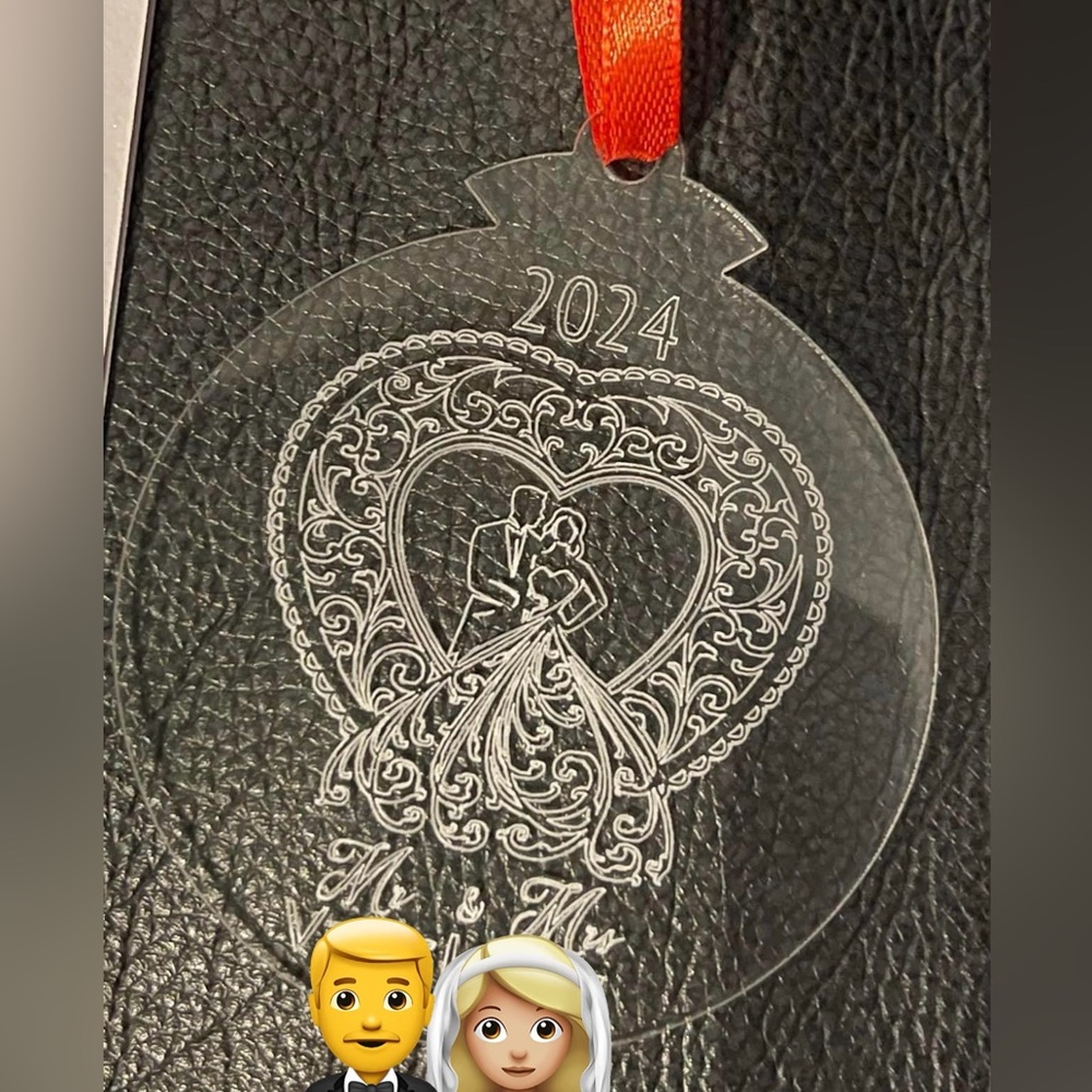 Wedding Engraved Personalized ornament featuring the year and Mr Mrs Name …